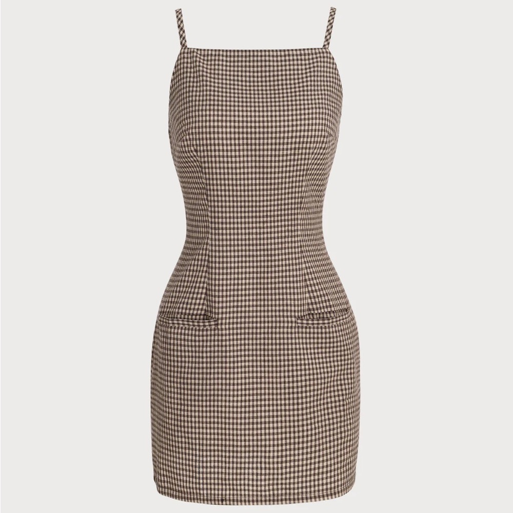 Rihoas Brown Plaid Slip Mini Dress - Picture 6 of 8